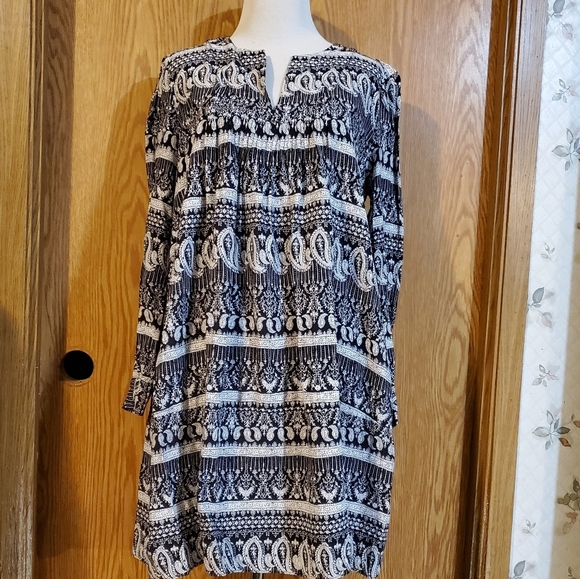 Thakoon Collective long sleeve paisley print mini shift dress rayon size 2 - Picture 3 of 10